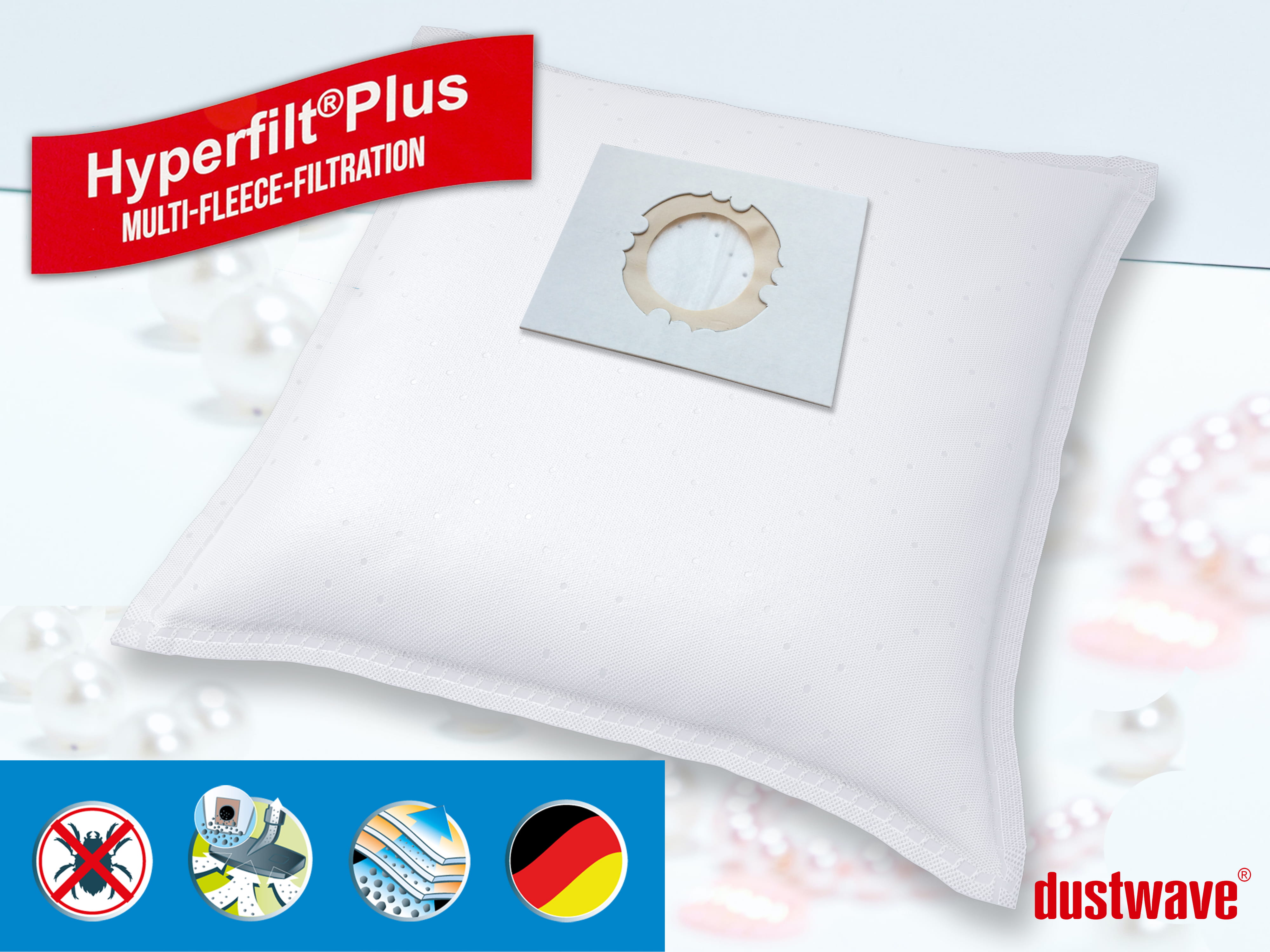 Dustwave® 20 Staubsaugerbeutel für Hoover BD S5135001 - hocheffizient, mehrlagiges Mikrovlies mit Hygieneverschluss - Made in Germany
