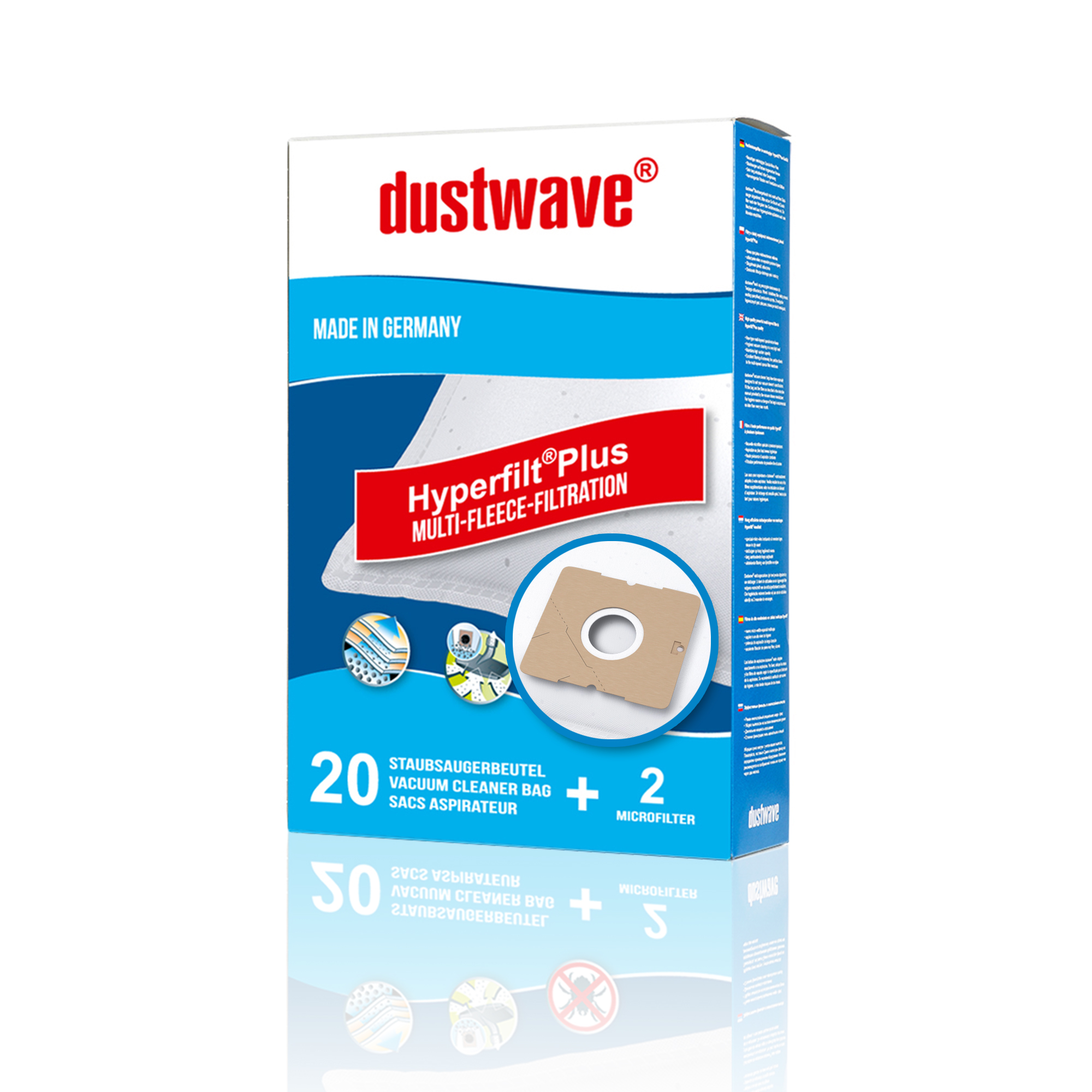 20 Staubbeutel für: Hanseatic Eco-Line Premio 1400W (mit Korb)