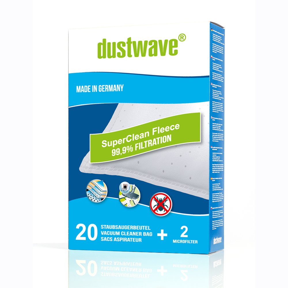 Dustwave® 40 Staubsaugerbeutel für De&#039;Longhi Darel XTC 15 ET - hocheffizient mit Hygieneverschluss - Made in Germany